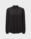 Pintuck Frill Collar Silk Blouse, Black | Really Wild | Flatshot One