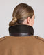 Victoria Belted Wool Blend Trench Coat, Camel | Really Wild | Model Close up back 