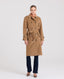 Victoria Belted Wool Blend Trench Coat, Camel | Really Wild | Studio Model Front Closed