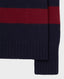 Cashmere Stripe Roll Neck Jumper, Navy Blue Maroon | Really Wild | Flatshot Two