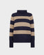 Cashmere Stripe Roll Neck Jumper, Navy Blue Taupe | Really Wild | Flatshot One