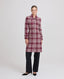 The Gentlewoman Wool and Mohair Blend Check Coat, Cranberry | Really Wild Clothing | Studio Model Front Closed