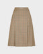 Pleated Wool Midi Skirt, Sienna Brown Prince of Wales | Really Wild | Flatshot One