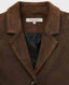 Clifford Suede Belted Jacket, Khaki | Really Wild Clothing | Collar Detail