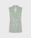 Trinity Cotton Silk Blend Houndstooth Sleeveless Jacket, Duck Egg Blue | Flat lay