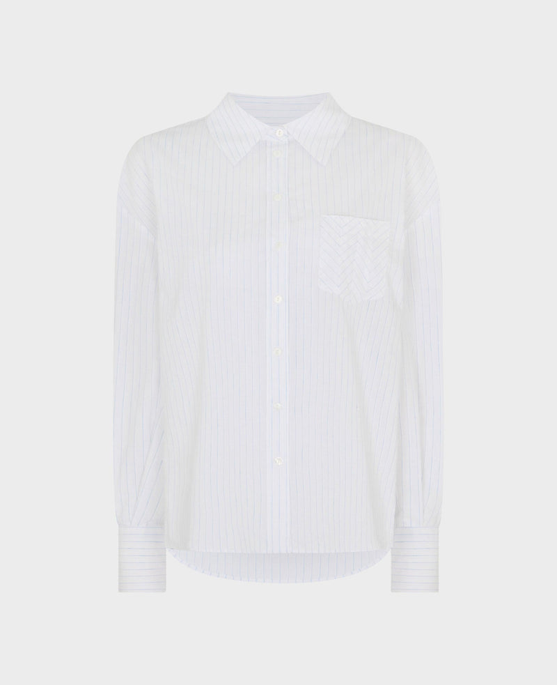 Relaxed Fine Pinstripe Cotton Linen Shirt