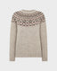 New Wool Chunky Fair Isle Crew Neck Jumper, Grey Khaki Rust | Really Wild Clothing | Flat lay