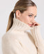 Superfine Lambswool Chunky Roll Neck Jumper, Almond | Really Wild Clothing | Studio Model Collar Detail