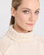 Superfine Lambswool Chunky Roll Neck Jumper, Almond | Really Wild Clothing | Studio Model Collar Detail 2