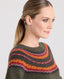 Lambswool Crew Neck Fair Isle Jumper, Khaki Red Orange | Really Wild Clothing | Studio Model Close up