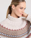 Lambswool Mock Turtle Neck Fair Isle Jumper, Dark Natural Cream | Really Wild Clothing | Studio Model Fair Isle Detail