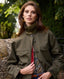 Sarah Utility Cotton Twill Jacket, Olive Green | Really Wild Clothing | Campaign Image