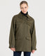 Sarah Utility Cotton Twill Jacket, Olive Green | Really Wild Clothing | Studio Model Front Close up