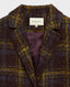 Jemima Check Wool and Mohair Blend Coat, Damson Yellow | Really Wild Clothing | Collar Details