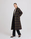 Jemima Check Wool and Mohair Blend Coat, Damson Yellow | Really Wild Clothing | Studio Model Side open