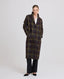 Jemima Check Wool and Mohair Blend Coat, Damson Yellow | Really Wild Clothing | Studio Model Front Closed