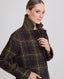 Jemima Check Wool and Mohair Blend Coat, Damson Yellow | Really Wild Clothing | Studio Model Close up