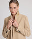 Charlotte Herringbone Single Breasted Coat, Camel Ivory | Really Wild Clothing | Model Front Close up