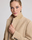 Charlotte Herringbone Single Breasted Coat, Camel Ivory | Really Wild Clothing | Model Collar Detail