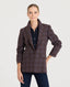 Bonington Cotton Check Blazer, Chocolate Purple | Really Wild Clothing | Studio Model Front Close up