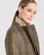 Carol Relaxed Check Blazer, Camel Green | Really Wild Clothing | Studio Model Collar Detail