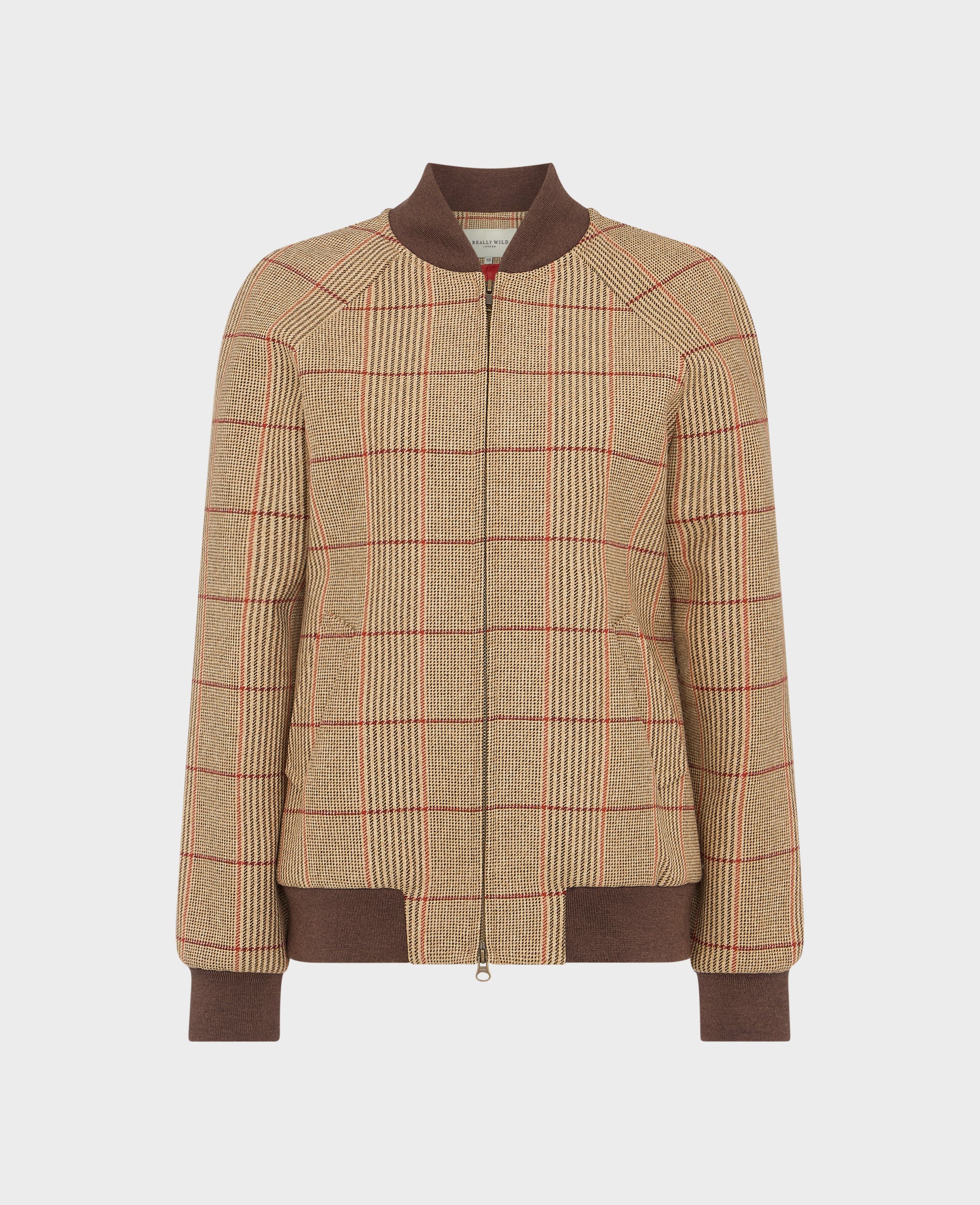 Louise Langley Tweed Bomber Jacket, Poppy Red | Really Wild