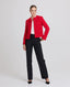 Pauline Cropped Wool Blend Boucle Jacket, Poppy Red | Really Wild Clothing | Studio Model Front Open