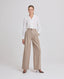 Eve High Waisted Wide Leg Pleated Trousers, Fawn Cream | Really Wild Clothing | Studio Model Front