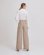 Eve High Waisted Wide Leg Pleated Trousers, Fawn Cream | Really Wild Clothing | Studio Model Back