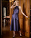 Carla Satin Halter Neck Dress, Midnight Navy | Really Wild Clothing | Campaign 