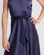 Carla Satin Halter Neck Dress, Midnight Navy | Really Wild Clothing | Model Belt Detail