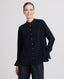 Classic Long Sleeve Shirt With Collar Stand, Black | Really Wild Clothing | Studio Model Front Untucked