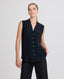 Sleeveless Blouse with Collar Stand, Black | Really Wild | Model Image Front Close up