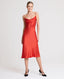 Beatrice Liberty Silk Satin Bias Cut Slip Dress, Red | Really Wild Clothing | Model Image 2