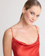 Beatrice Liberty Silk Satin Bias Cut Slip Dress, Red | Really Wild Clothing | Model Image 4