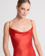 Beatrice Liberty Silk Satin Bias Cut Slip Dress, Red | Really Wild Clothing | Model Image 1