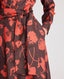 Poppy Liberty Print Silk Shirt Dress, Red Brown Floral | Really Wild Clothing | Studio Model Detail