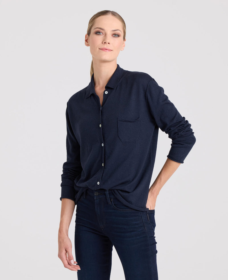 Silk Cotton Cashmere Blend Knitted Shirt