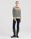 Sophie Fair Isle Yoke Crew Neck Jumper, Moss Camel | Really Wild Clothing | Studio Model Front