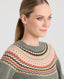 Sophie Fair Isle Yoke Crew Neck Jumper, Moss Camel | Really Wild Clothing | Studio Model Fair Isle Detail