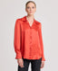 Beatrice Liberty Silk Satin Collar Shirt, Red | Really Wild Clothing | Studio Model Front Untucked