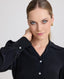 Devas Liberty Silk Collar Shirt, Black | Really Wild Clothing | Studio Model Detail