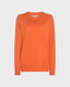 Merino Wool Cashmere Blend V Neck Jumper, Orange | Really Wild Clothing | Flat Lay