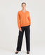 Merino Wool Cashmere Blend V Neck Jumper, Orange | Really Wild Clothing | Studio Model Front Full