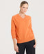 Merino Wool Cashmere Blend V Neck Jumper, Orange | Really Wild Clothing | Studio Model Front