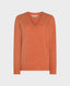 Wool Cashmere Blend Fleck V Neck Jumper, Orange | Really Wild Clothing | Flat Lay