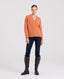 Wool Cashmere Blend Fleck V Neck Jumper, Orange | Really Wild Clothing | Studio Model Front