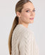 Cashmere Blend Cable Crew Neck Jumper, Cream | Really Wild Clothing | Studio Model Close up 2