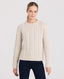 Cashmere Blend Cable Crew Neck Jumper, Cream | Really Wild Clothing | Studio Model Front