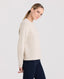 Cashmere Blend Cable Crew Neck Jumper, Cream | Really Wild Clothing | Studio Model Side